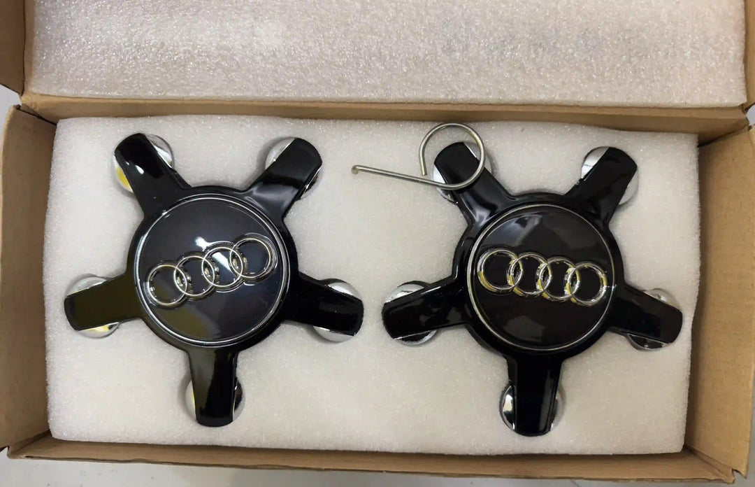 Audi Dynamic Floating Alloy Wheel Centre Caps Hubs Dust Covers Black - 135mm | AutoCap Solutions