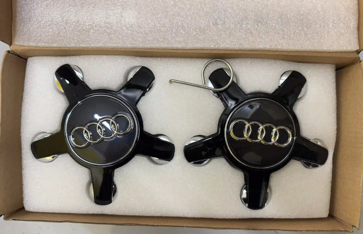 Audi Dynamic Floating Alloy Wheel Centre Caps Hubs Dust Covers Black - 135mm | AutoCap Solutions