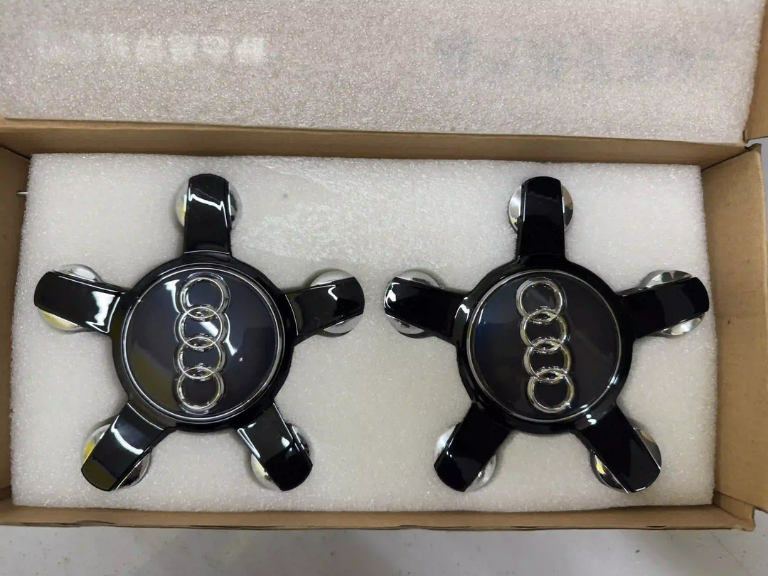 Audi Dynamic Floating Alloy Wheel Centre Caps Hubs Dust Covers Black - 135mm | AutoCap Solutions