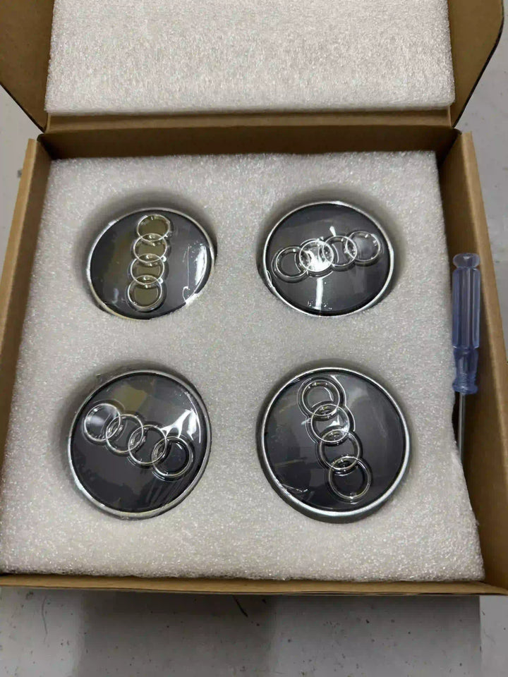 Audi Dynamic Floating Alloy Wheel Centre Caps Hubs Dust Covers Grey - 60mm | AutoCap Solutions