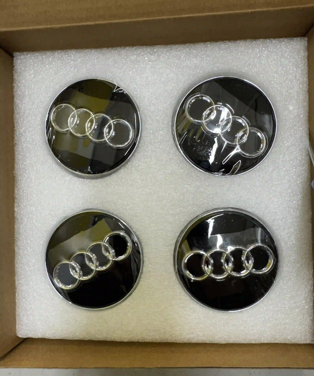 Audi Dynamic Floating Alloy Wheel Centre Caps Hubs Dust Covers Black - 61mm | AutoCap Solutions