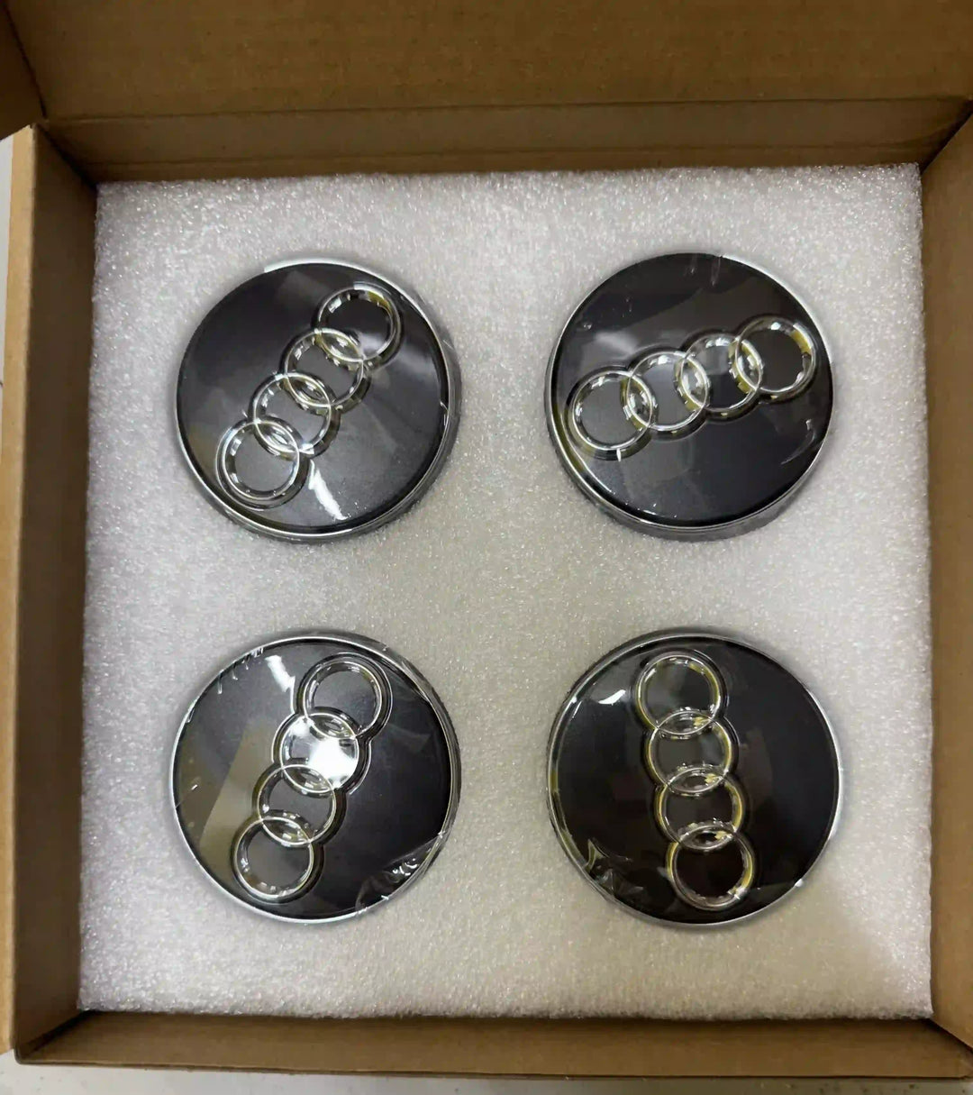 Audi Dynamic Floating Alloy Wheel Centre Caps Hubs Dust Covers Grey - 61mm | AutoCap Solutions