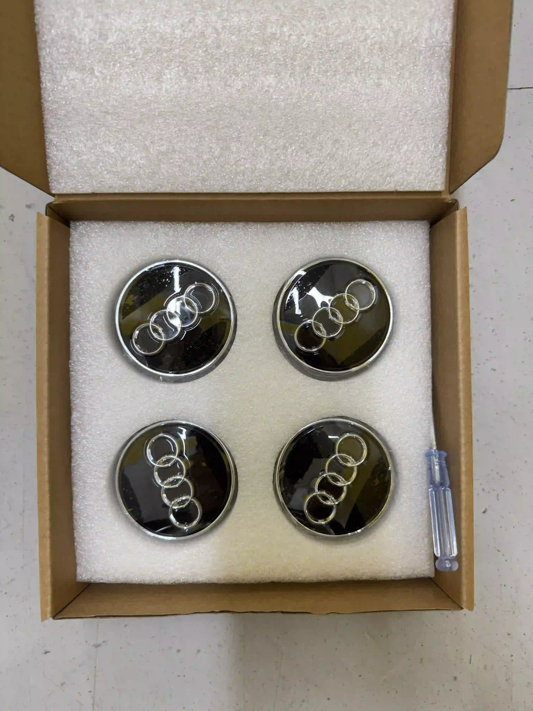 Audi Dynamic Floating Alloy Wheel Centre Caps Hubs Dust Covers Black - 60mm | AutoCap Solutions