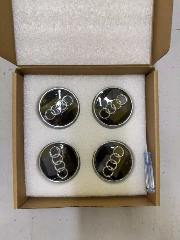 Audi Dynamic Floating Alloy Wheel Centre Caps Hubs Dust Covers Black - 60mm | AutoCap Solutions