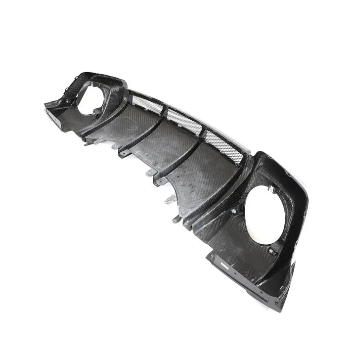 Dry carbon fibre rear diffuser V1 for Audi R8 Coupe showing weave