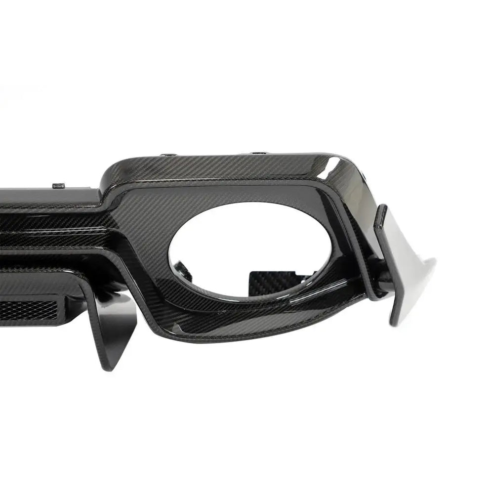 Dry carbon fibre rear diffuser V2 for Audi R8 Coupe showing weave close up