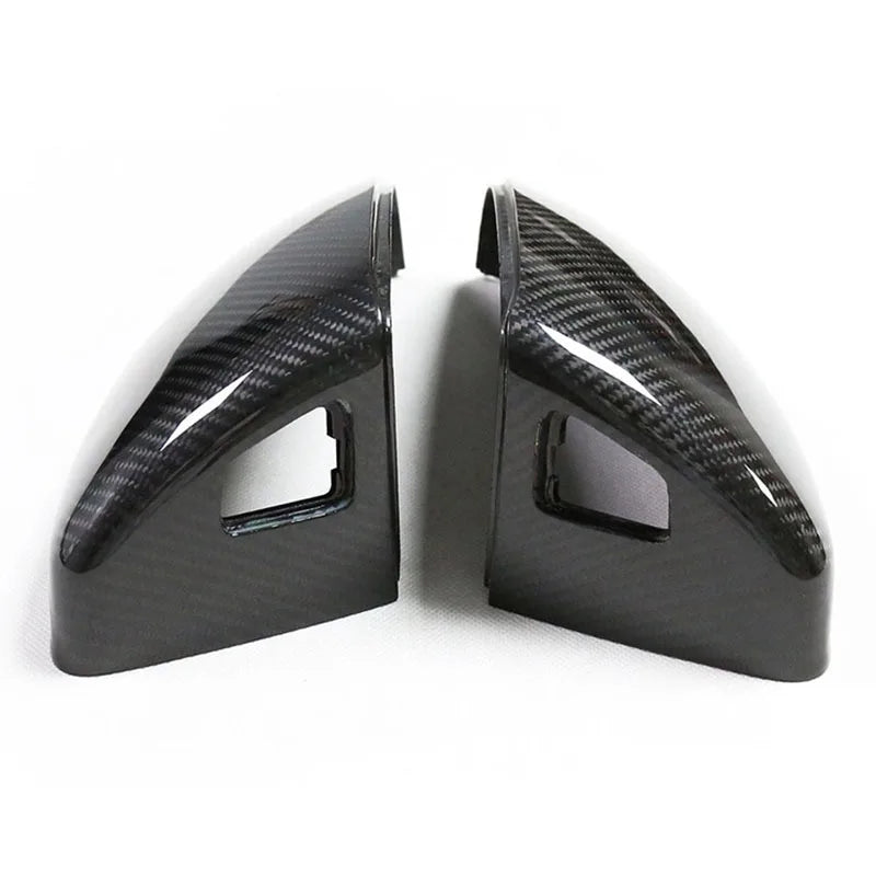 Dry carbon fibre mirror cover for Audi R8 showing weave pattern