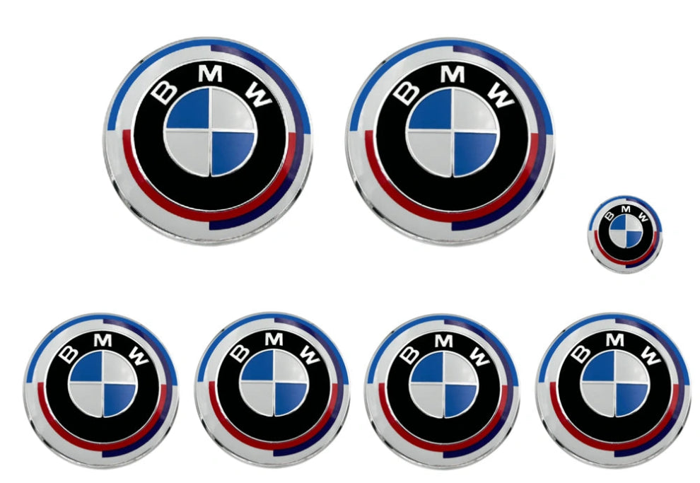 BMW 50th Anniversary Heritage Full Badge Set | 7-Piece Pack | AutoCap Solutions