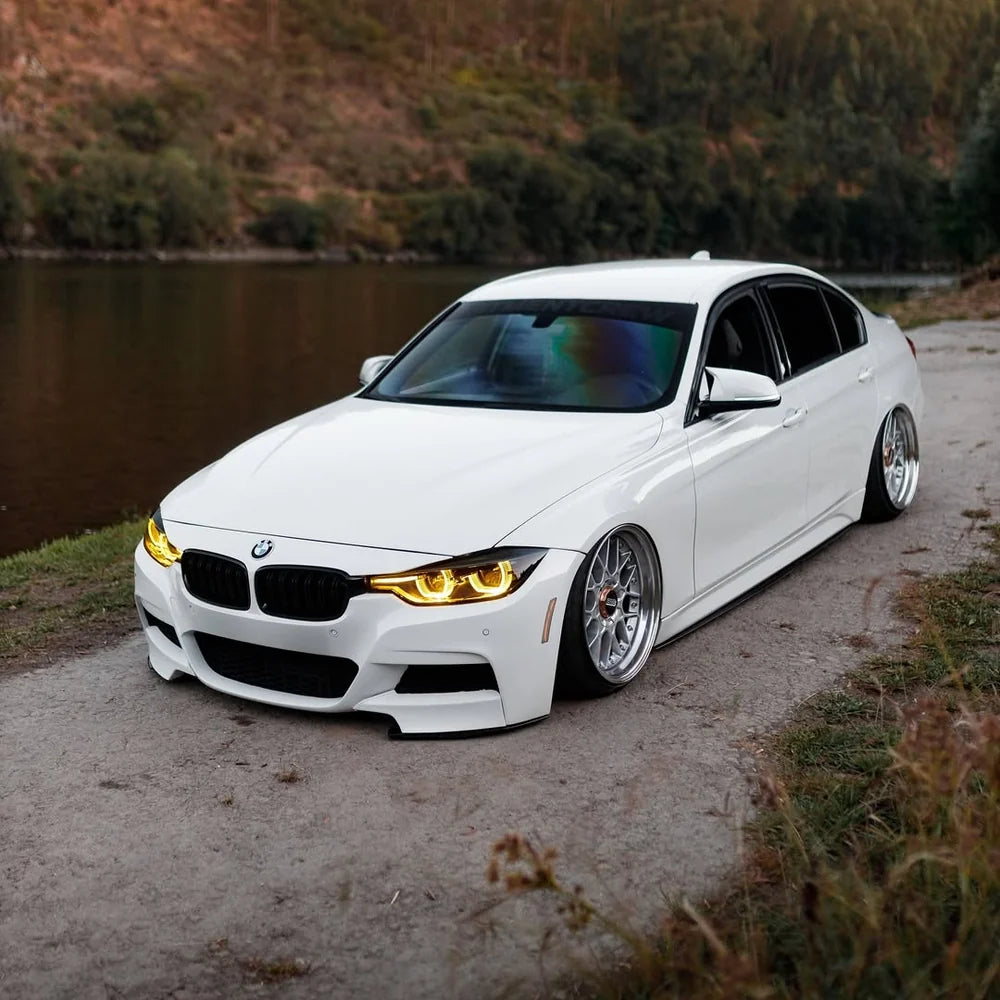 BMW F30 F31 LCI fitted with yellow adaptive DRL module set