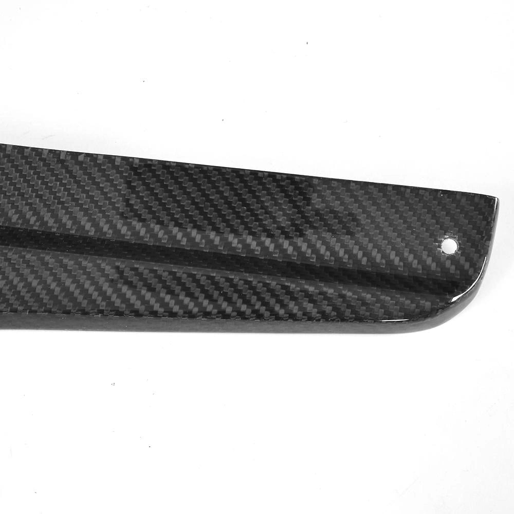 BMW M2 F87 carbon fibre side skirts showing pre-drilled close up