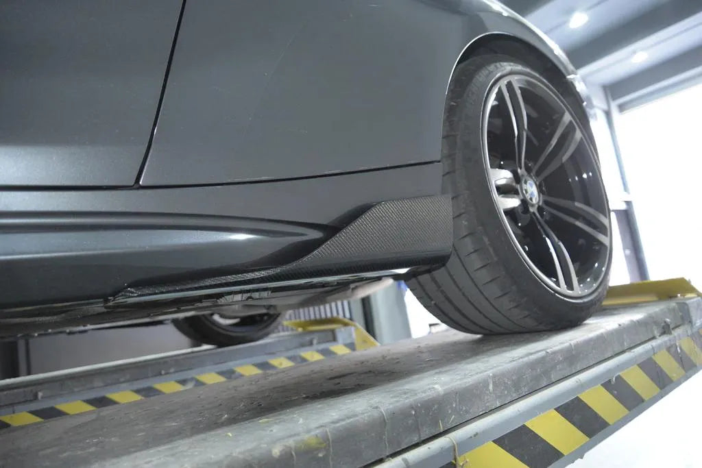 BMW M2 Competition F87 genuine carbon fibre direct-replacement side skirts installed