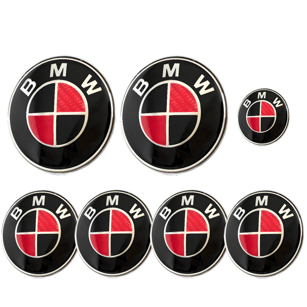 BMW Wheel Centre Caps with Badges Black & Red  | AutoCap Solutions