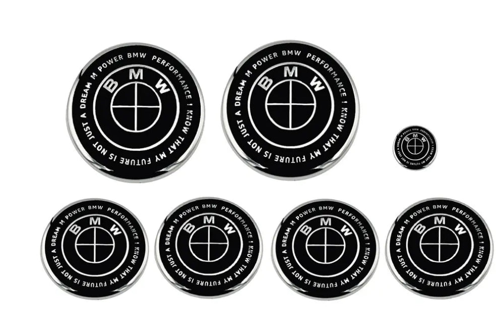BMW Heritage All Black Full Badge Set | 7-Piece Pack | AutoCap Solutions