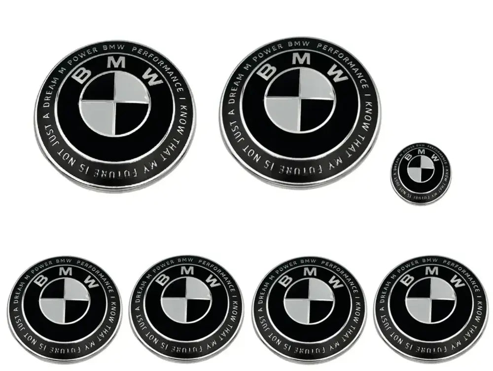 BMW Heritage Black & White Full Badge Set | 7-Piece Pack | AutoCap Solutions