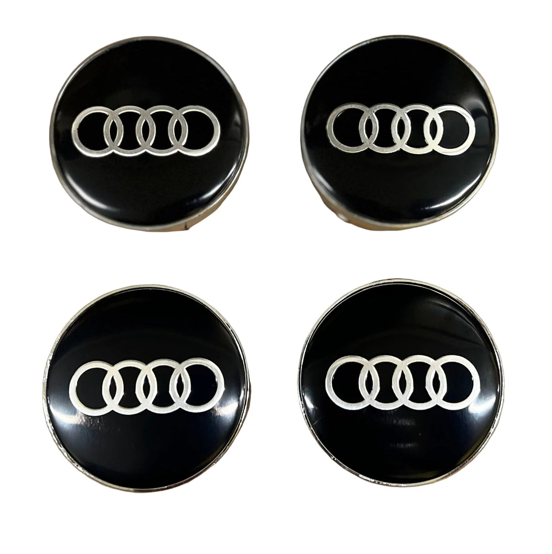 Audi Black 60mm (57mm Inner) Wheel Centre Caps – Set of 4 | AutoCap Solutions