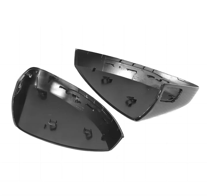 Carbon fibre mirror cover for Audi A3 8V showing weave pattern