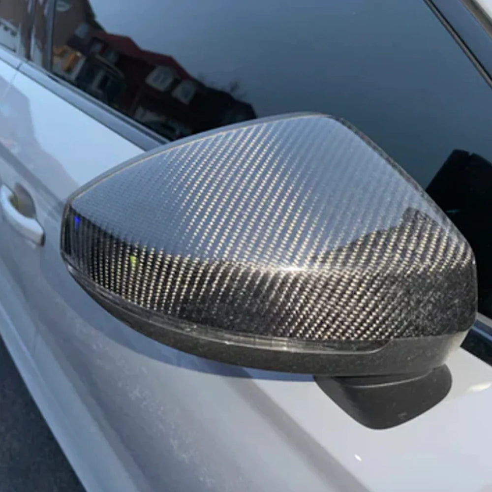Audi RS3 8V fitted with carbon fibre wing mirror covers
