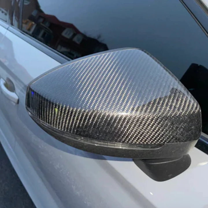 Audi RS3 8V fitted with carbon fibre wing mirror covers