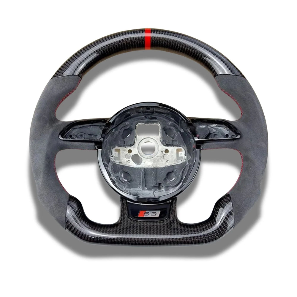Custom carbon fibre steering wheel for Audi A3 8V flat bottom design