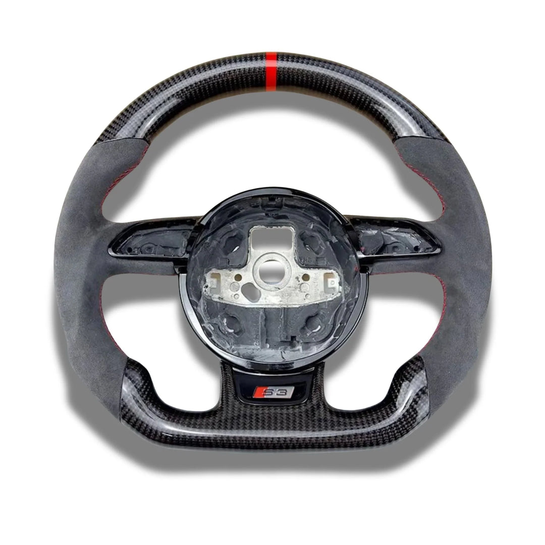 Custom carbon fibre steering wheel for Audi A3 8V flat bottom design
