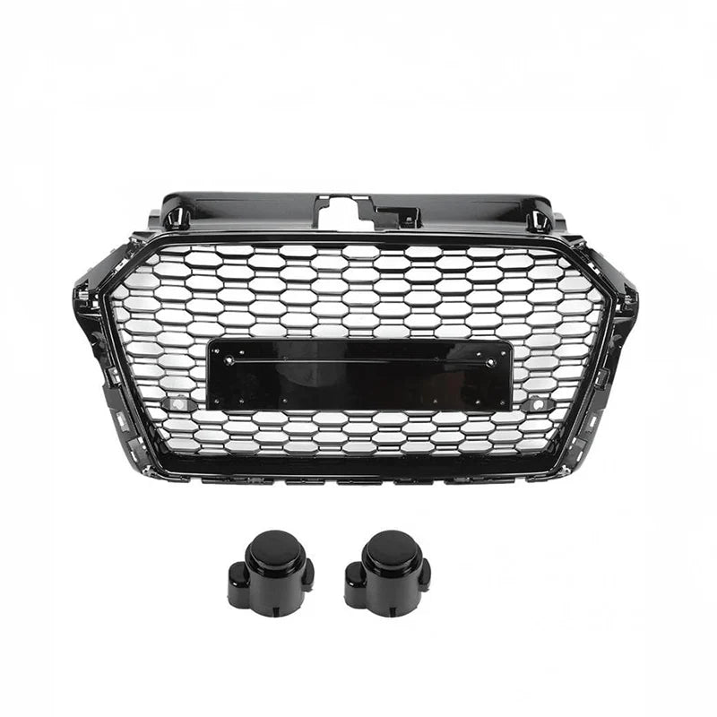 Audi S3 Saloon 8V facelift with a V2 honeycomb gloss black grille and number plate holder