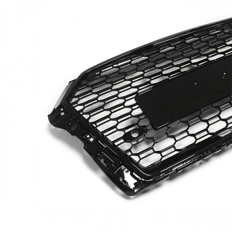 Gloss black honeycomb front grille for Audi S3 8V facelift, close-up of the mesh pattern