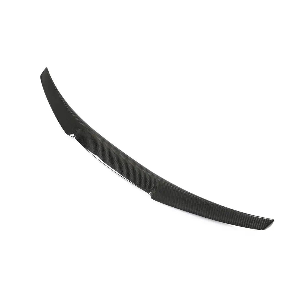 Carbon fibre rear spoiler V2 for Audi A3 Saloon showing weave