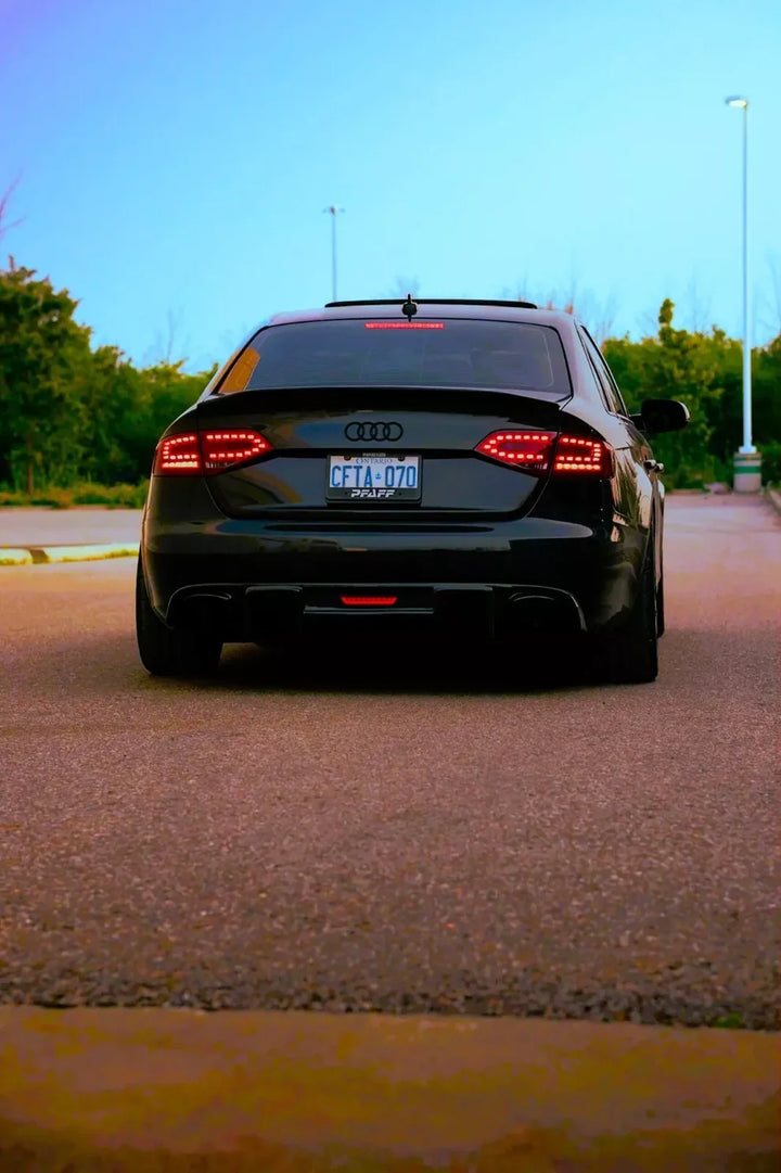 Audi A4 B8.5 facelift saloon with gloss black boot spoiler, rear view