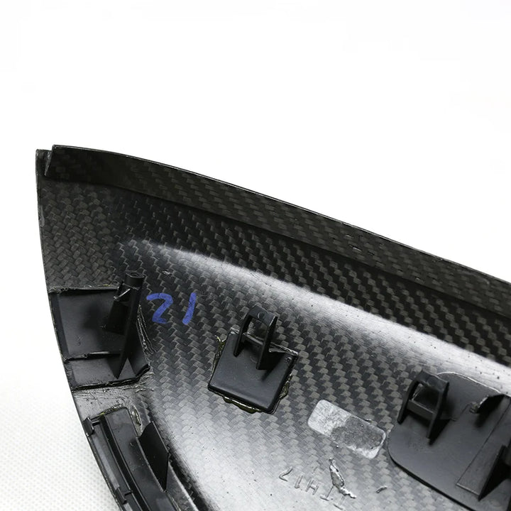 Audi A4 B9 dry carbon fibre replacement mirror covers V1 close up
