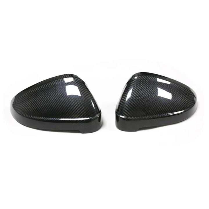 Pair of dry carbon fibre replacement mirror covers V1 for Audi A4 S4 RS4 A5 S5 RS5 B9 B9.5 front view