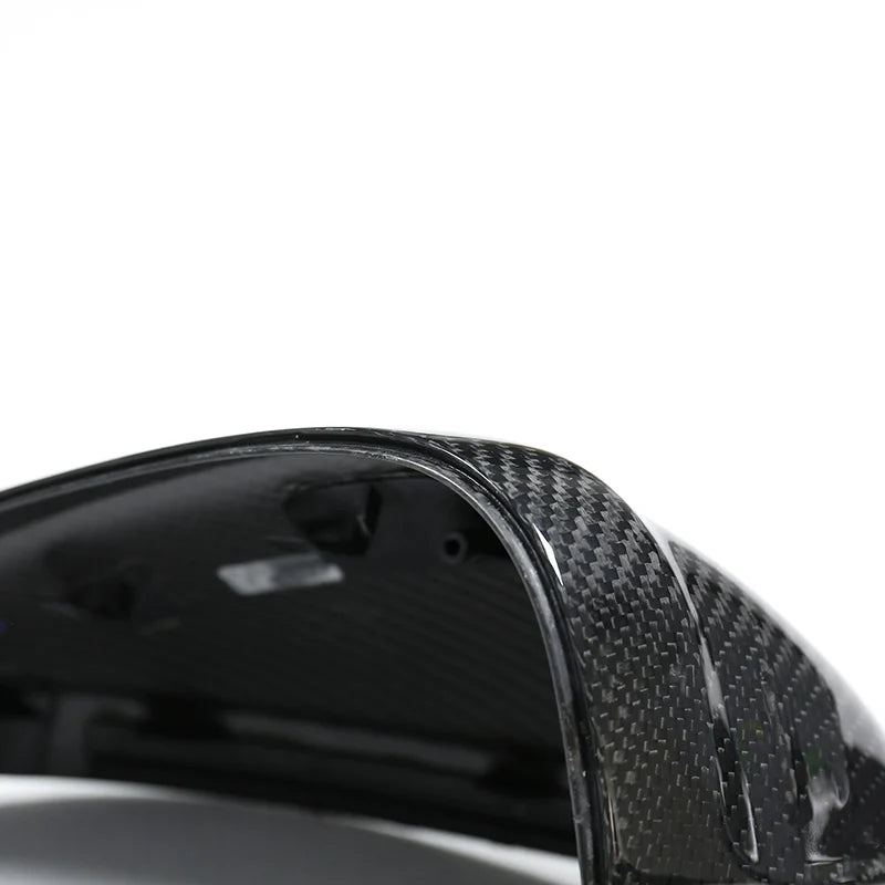 Dry carbon fibre replacement mirror cover V1 for Audi S5 B9.5 showing weave and gloss finish