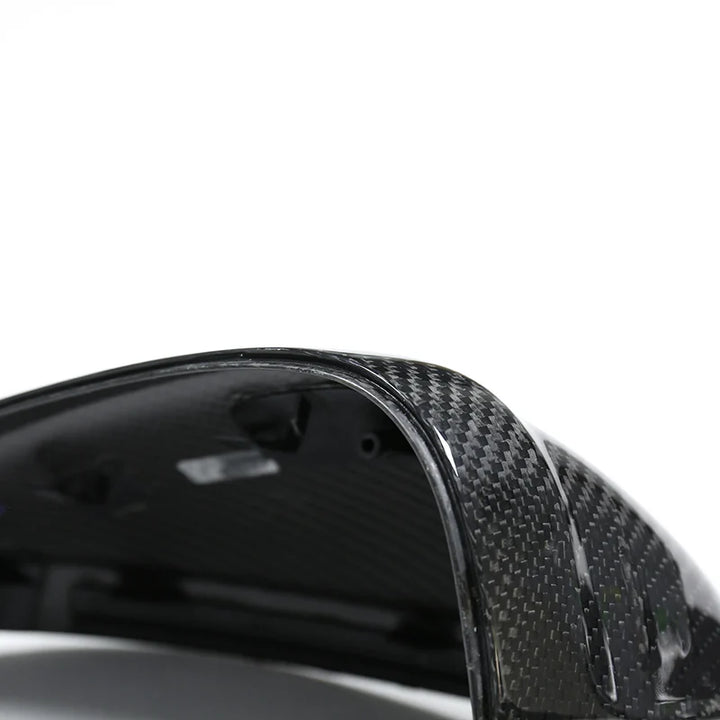 Dry carbon fibre replacement mirror cover V1 for Audi S5 B9.5 showing weave and gloss finish