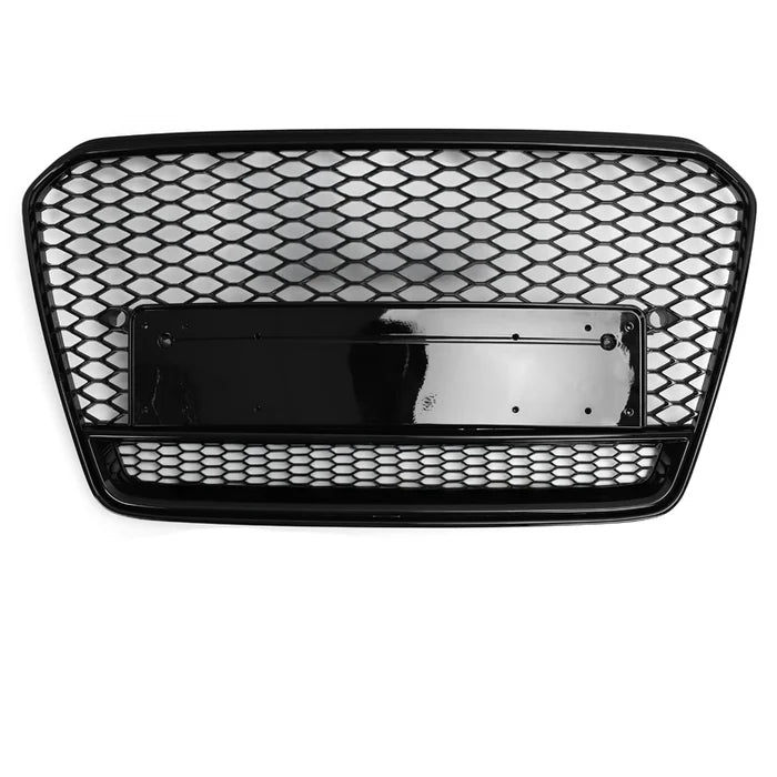 Gloss black honeycomb front grille for Audi S5 B8.5 close-up of the mesh pattern