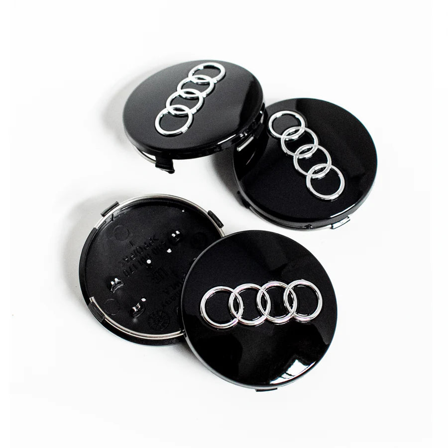 Set of 4 Audi Alloy Wheel Centre Caps Black - 68mm | AutoCap Solutions