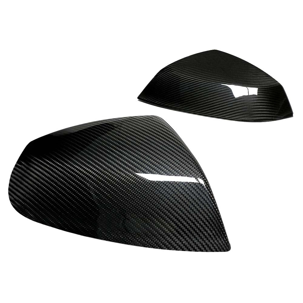Genuine dry carbon fibre wing mirror covers for Audi Q5 Q7 FY 4M showing front