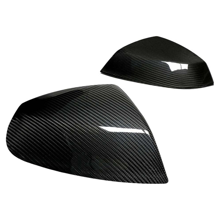 Genuine dry carbon fibre wing mirror covers for Audi Q5 Q7 FY 4M showing front