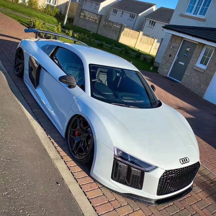 Dry carbon fibre front splitter for Audi R8 V10 installed alternate shot