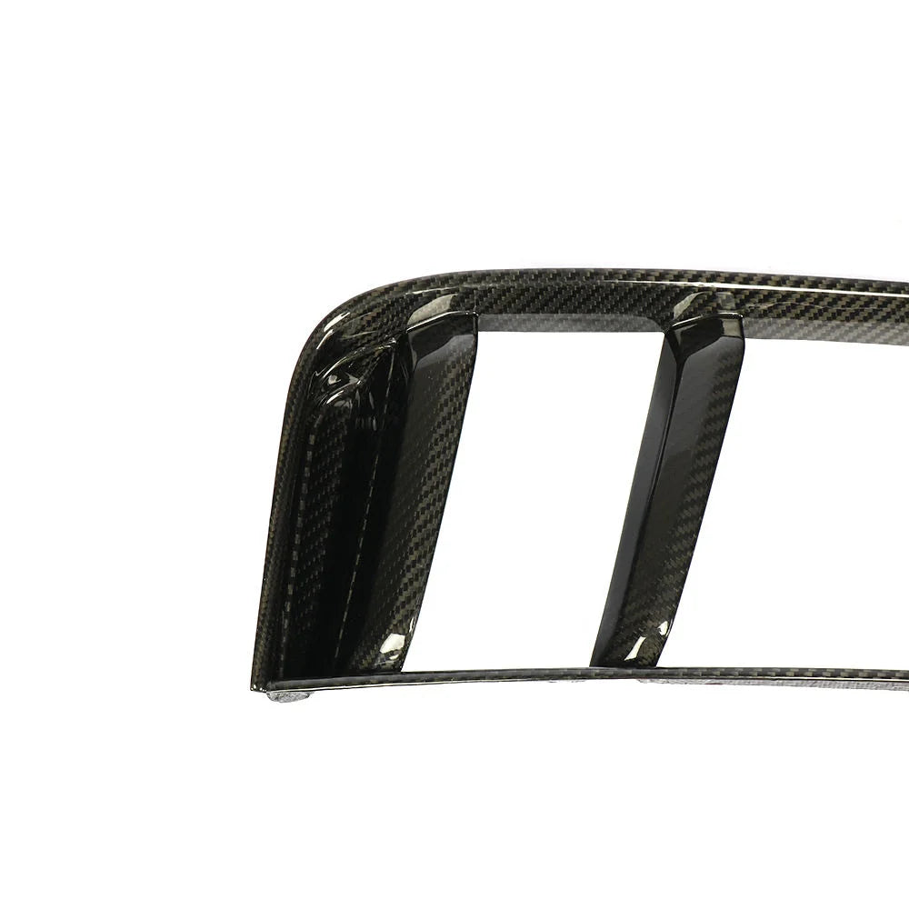 Dry carbon fibre rear side grille for Audi R8 showing weave