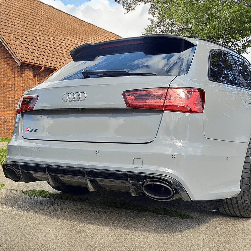 Audi RS6 C7 carbon fibre rear diffuser fitted, rear three-quarter view
