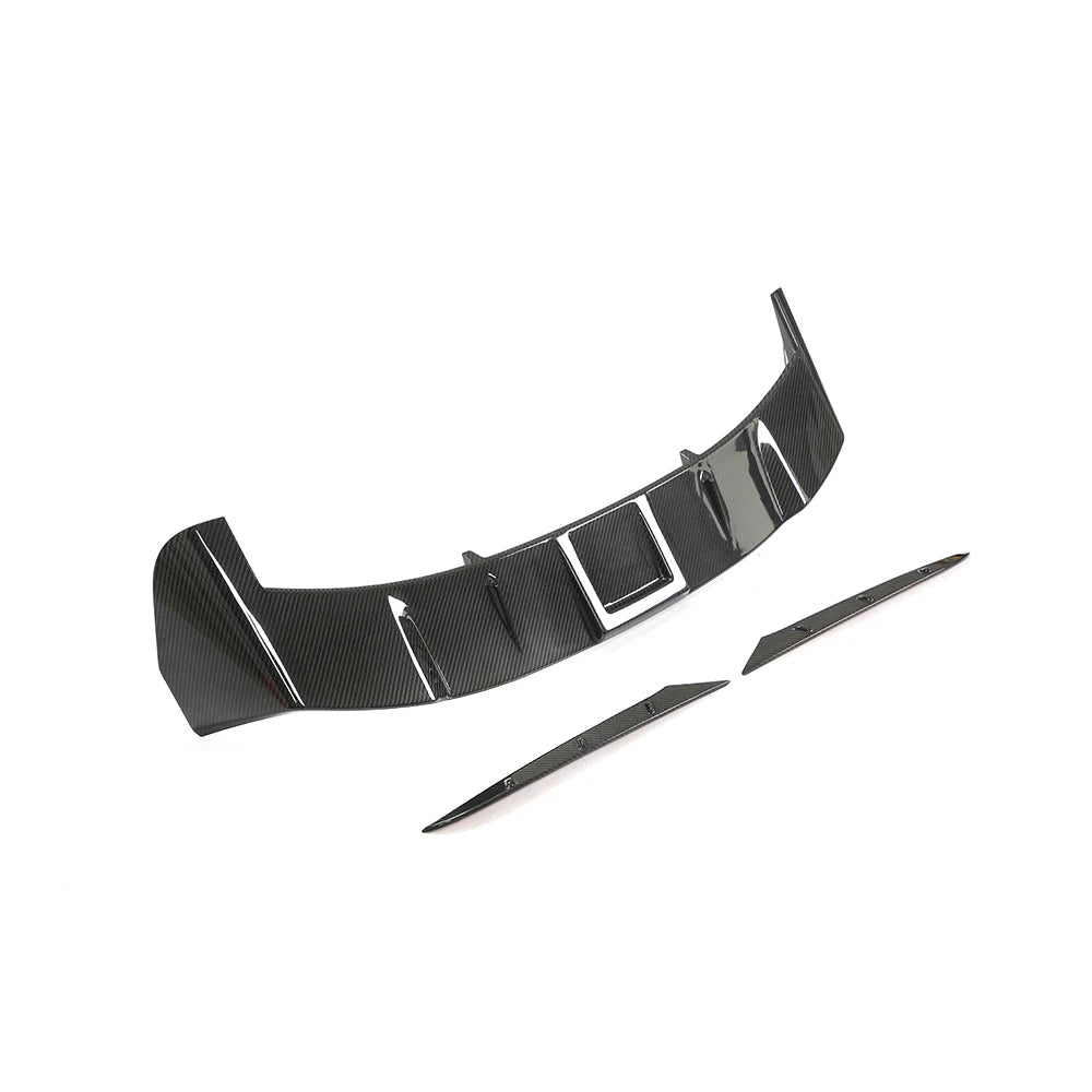 Pre-Preg carbon fibre upper boot spoiler for Audi RS6 C8 showing weave