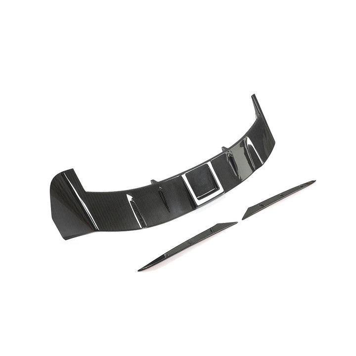 Pre-Preg carbon fibre upper boot spoiler for Audi RS6 C8 showing weave