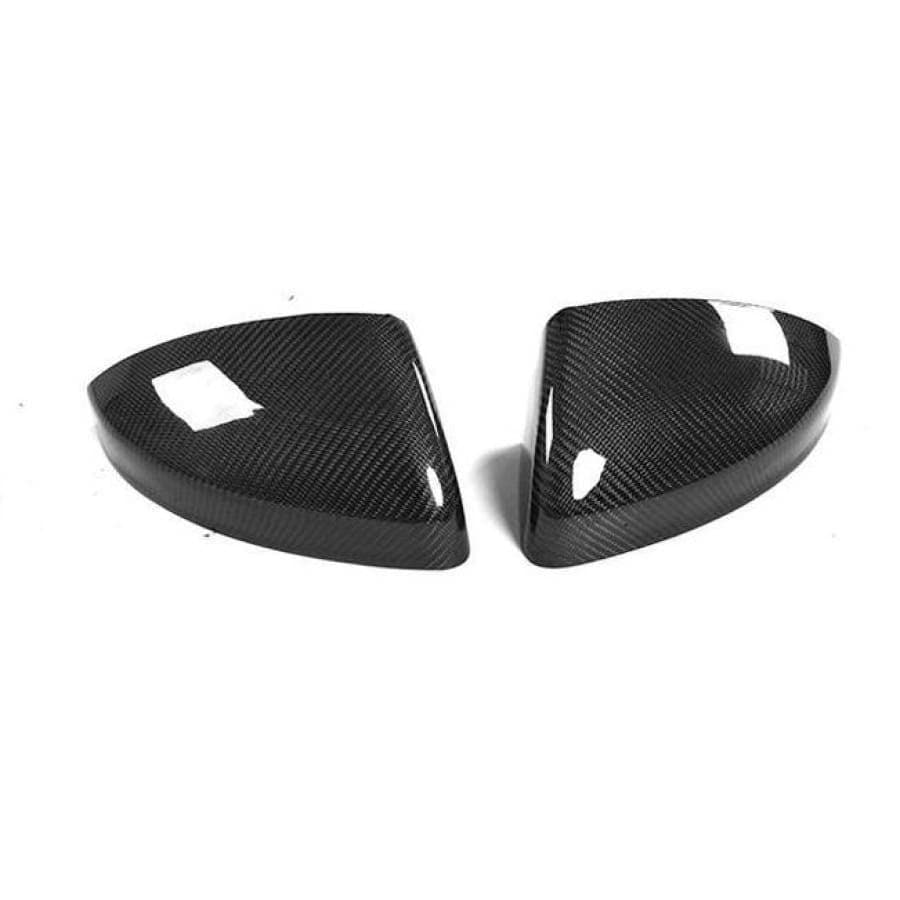 Carbon fibre replacement mirror cover for Audi R8 Gen 2 showing weave and gloss finish