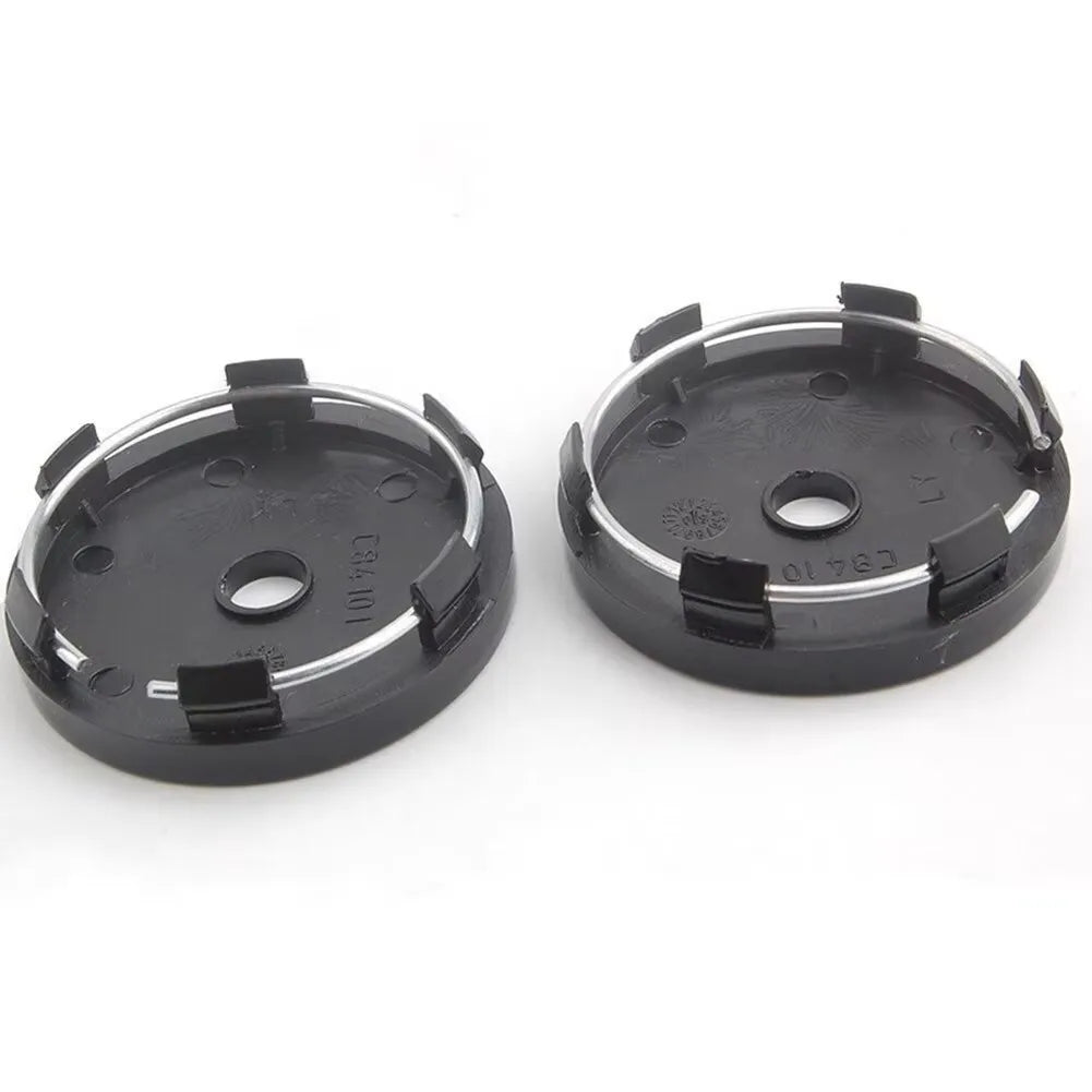 Set of 4 universal black wheel centre caps push-fit