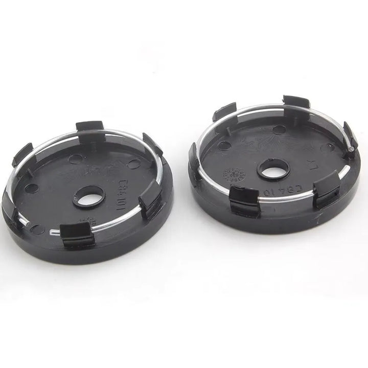 Set of 4 universal black wheel centre caps push-fit