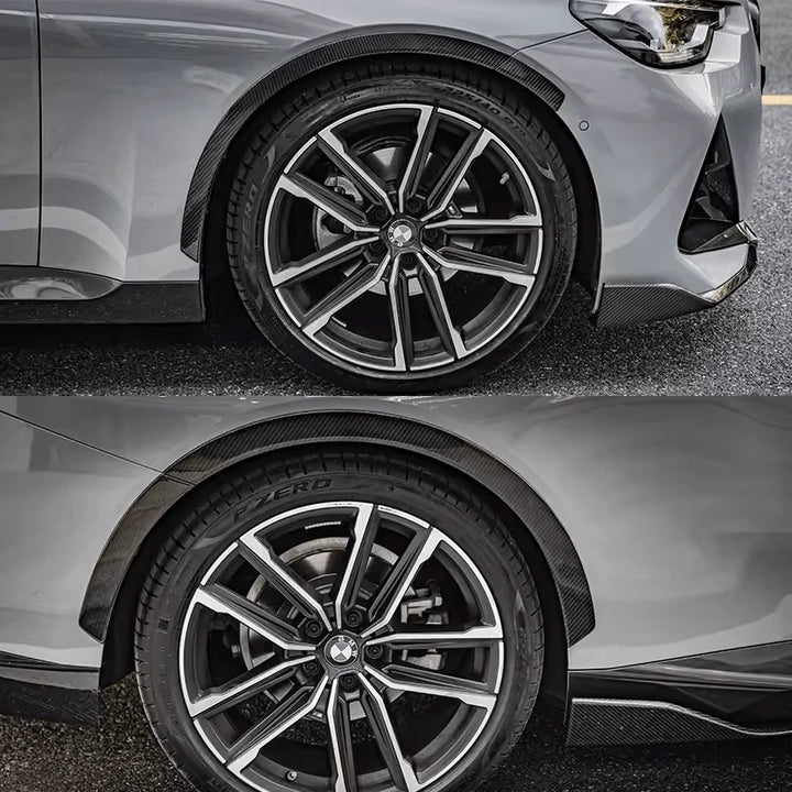 Dry carbon fibre fender trim for BMW G42 showing weave