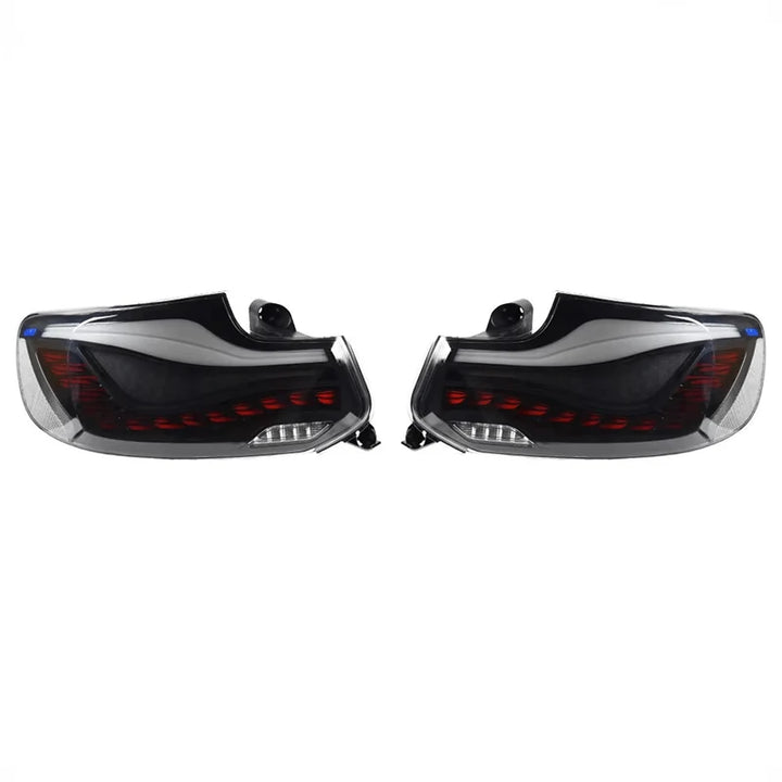 OLED clear black plug and play rear tail lights for BMW 2 Series M2 on a plain background