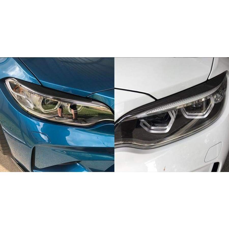 BMW M2 F87 with carbon fibre headlight eyebrows, front view
