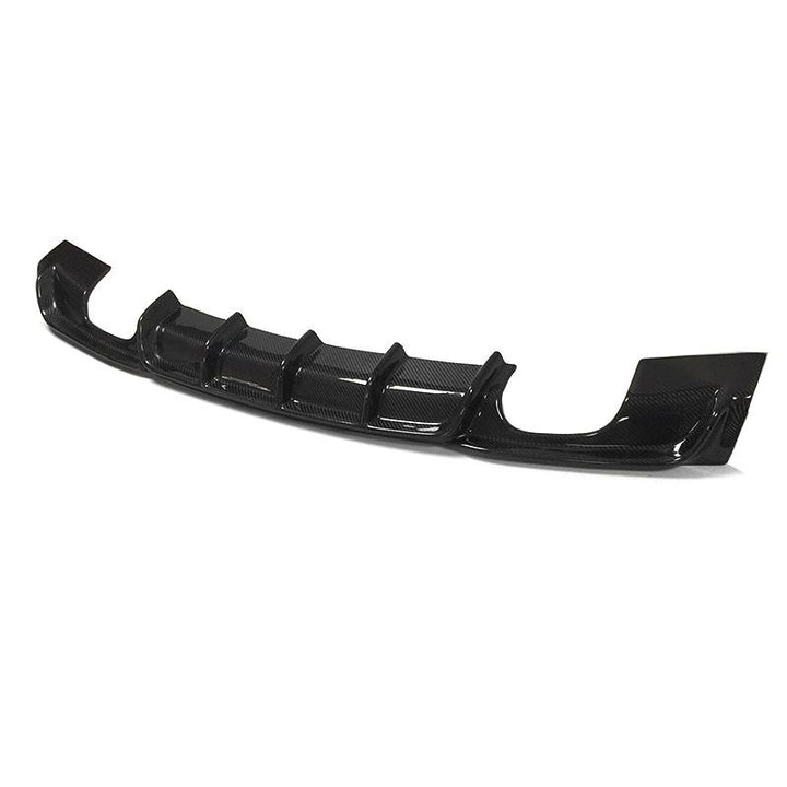 Carbon fibre diffuser V3 for BMW F30 M Sport showing weave angle shot