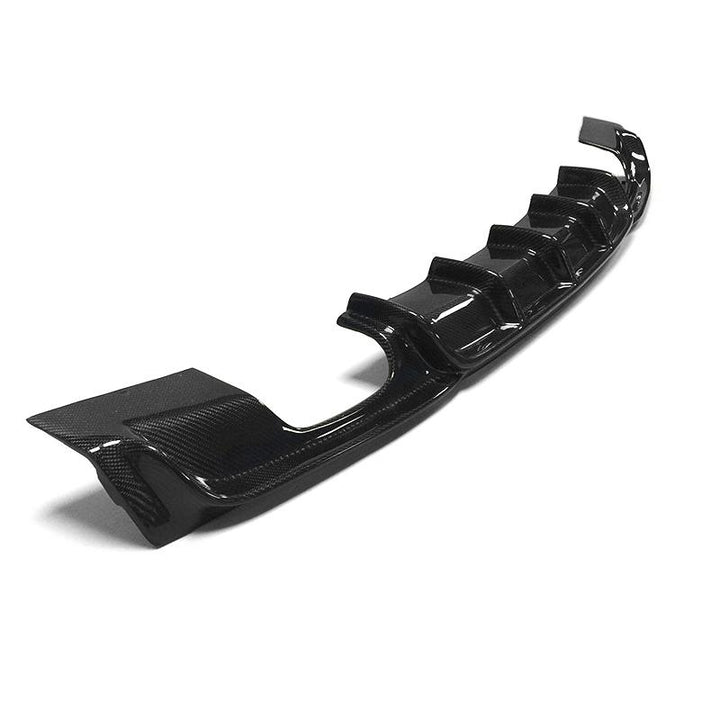 Carbon fibre diffuser V3 for BMW F30 M Sport showing weave