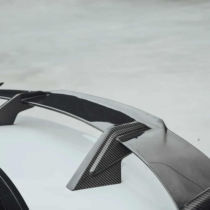BMW F30 dry carbon fibre rear wing close-up